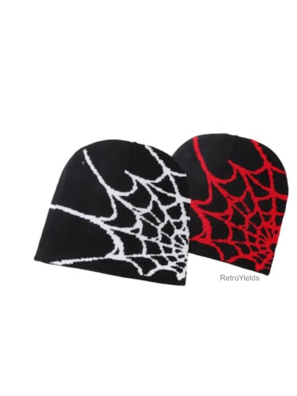 Gothic Spider Pattern Wool Acrylic Knitted Beanie Stretch Hat
